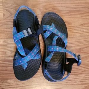 {Chaco} Blue Patterned One Strap Sandals